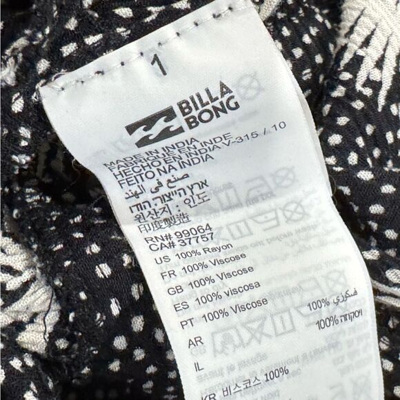 Billabong Black White Polka Dot Floral Jumpsuit Women's Small - Picture 3 of 5